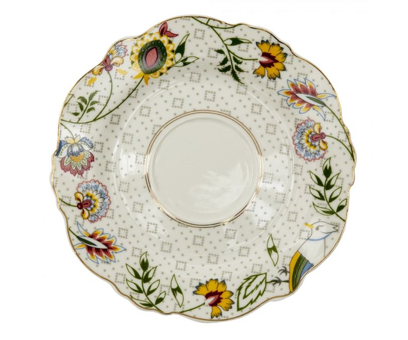 Filiżanka porcelowa kwiaty na czarno-złotym tle 200 ml komplet 2 szt.