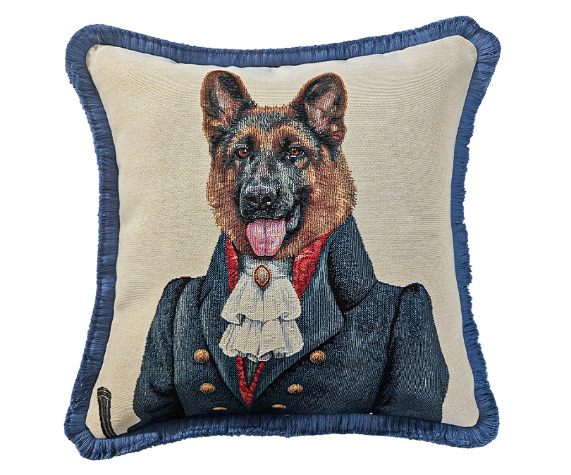 Poduszka dekoracyjna żakardowa pies owczarek niemiecki